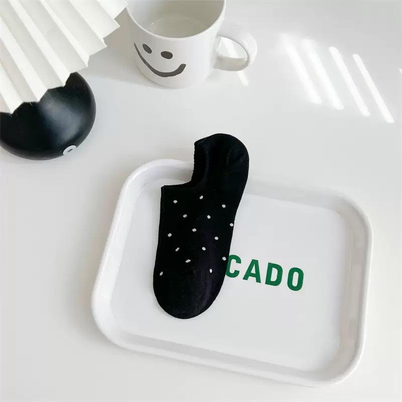 Striped Boat Socks Women'S Summer Thin Trendy Cotton Socks Polka Dot Non-Slip Invisible Short Socks Summer Versatile