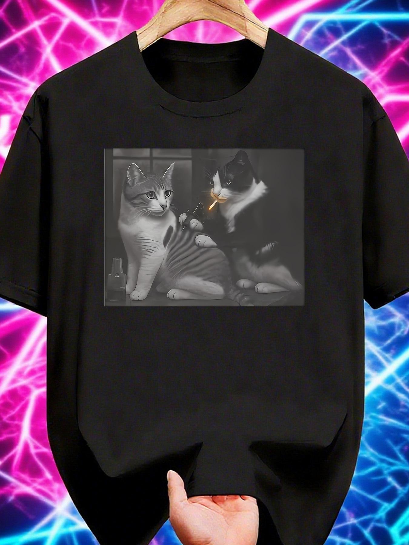 

A Patterned T-Shirt Featuring a Smoking-Themed Design with a Black And White Color Scheme. This Men S Casual Shirt Has a Round Neck And Short Sleeves XL