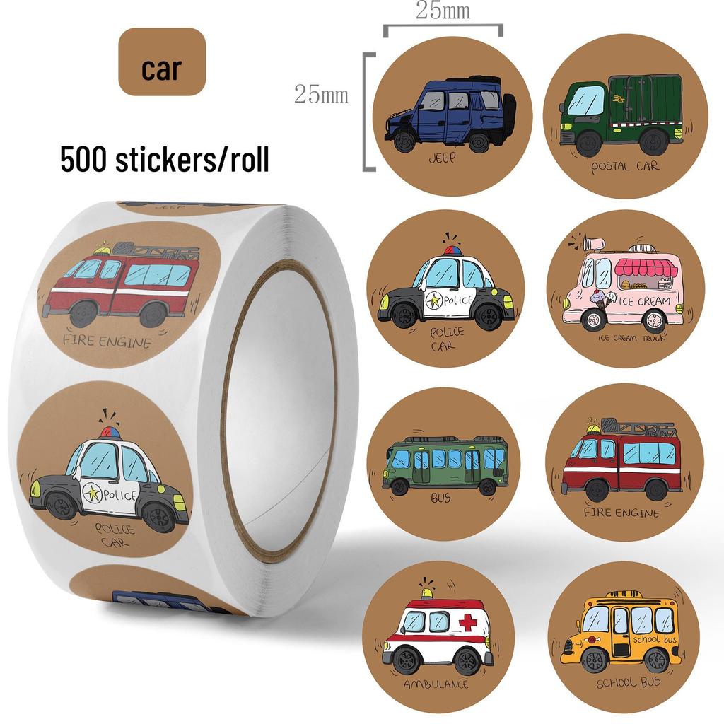 Children's Cartoon Ambulance Car Stickers: Educational Vehicle Labels for Kids