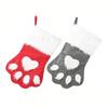 1PC Christmas Stockings, Contemporary Dog Paw Design, Polyester Hanging Socks for Xmas Decorations, Festive Candy Bags