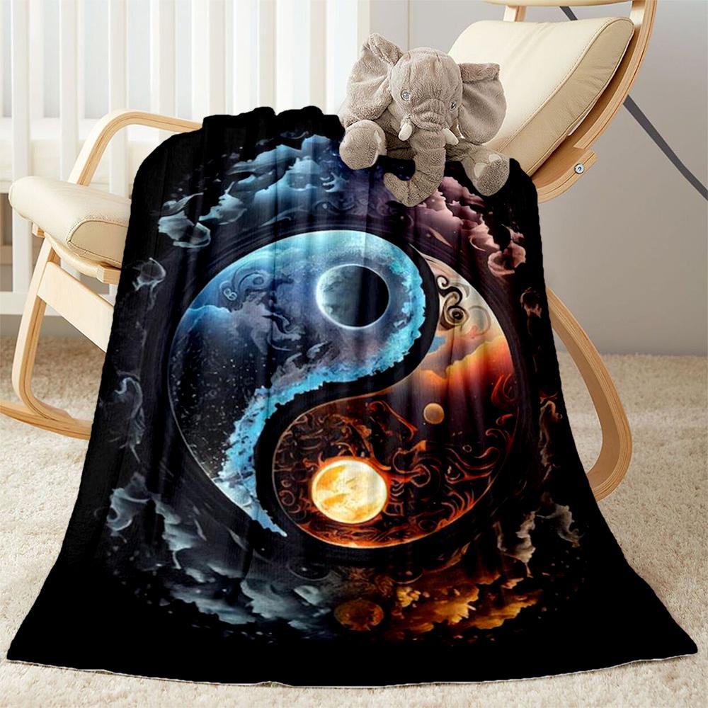 Yingyang Blanket Durable Comfort Perfect for Office Chair Office Picnics Four Seasons Universal Digital Print