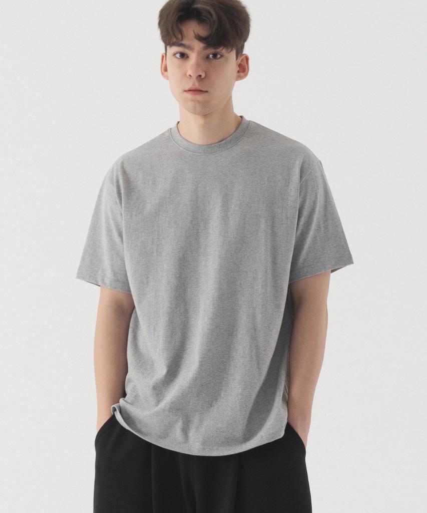 PIANER Basic Slit Short Sleeve T-Shirt (Melange)