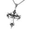Vintage Flame Crucifix Pendant Necklace Titaniums Steel Neckchain Women Men Jewelry Everyday Wear Clavicle Chain