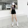 Women's Summer 2023 Black A-Line Slit Skirt: Campus-Chic Slim Fit