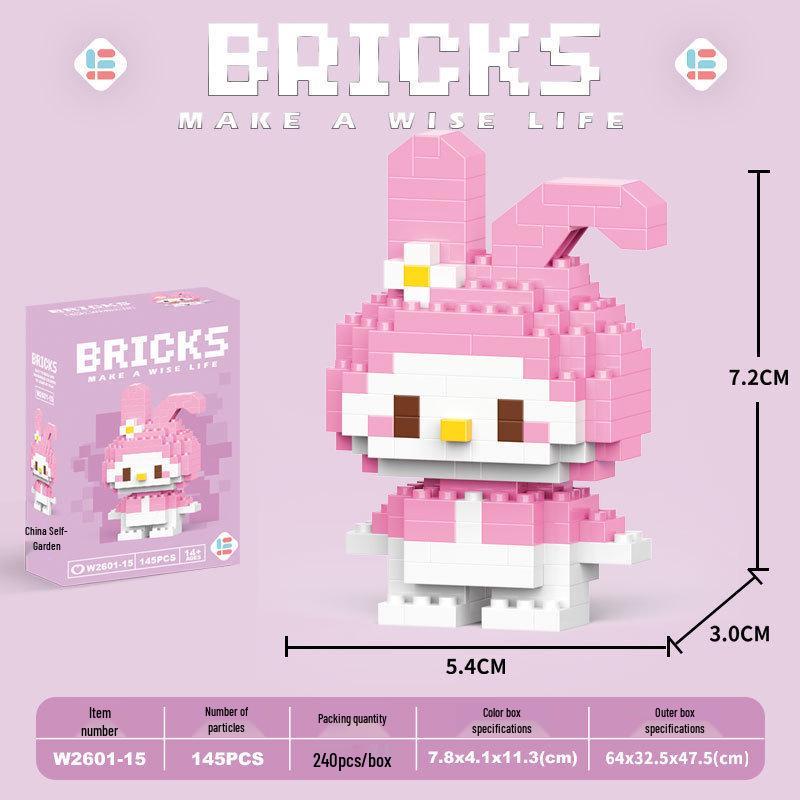 Cartoon Figurine Building Blocks: Kuromi, Cinnamoroll & Melody Rabbit - Educational Toy Blind Box for Kids