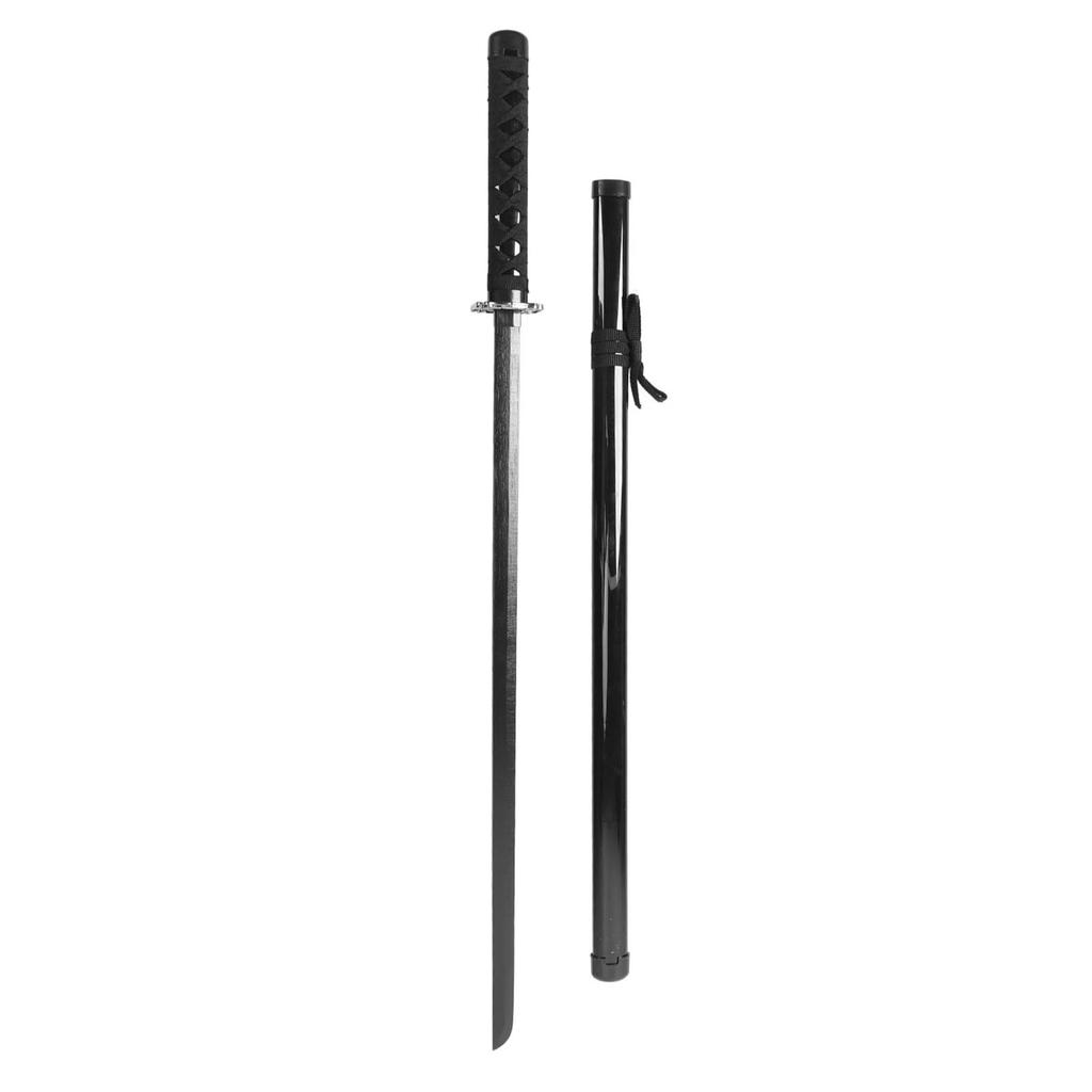 Kids Wooden Sword with Sheath Black Dragon Pattern Realistic Details Portable Cosplay Wooden Sword