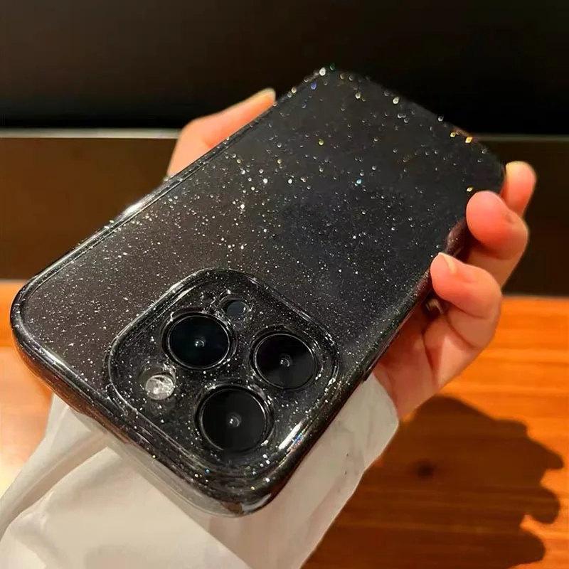 Luxusní průhledné pouzdro Bling Glitter pro iPhone 15 14 13 12 11 Pro Max 14 15 Plus Měkký průhledný silikonový kryt nárazníku