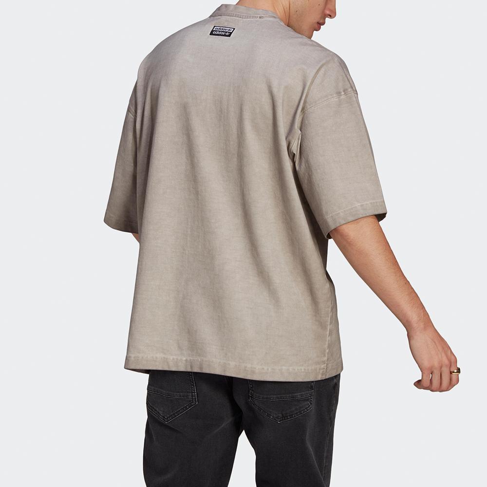 Adidas Originals Abstract Embroidery Loose Round Neck Sports Tee Men Tops Natural GN3300