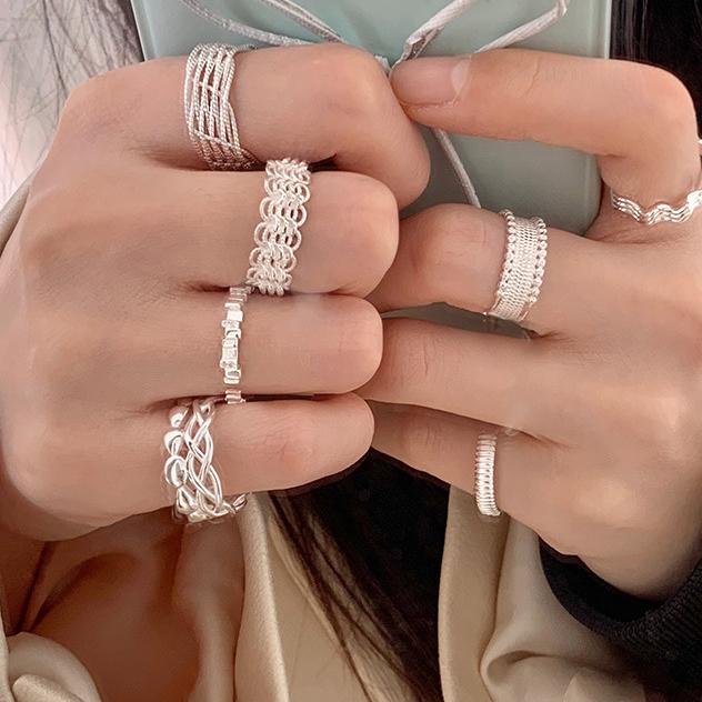 VENTFILLE 925 Sterling Rings for Women Fashion Geometric Handmade Irregular Line Ring Party Birthday Gift Dropshipping