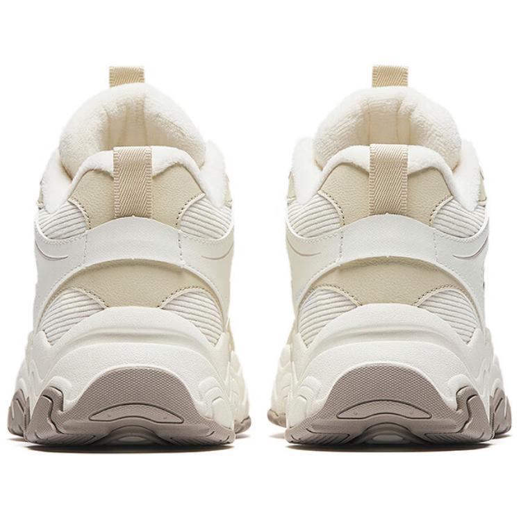 Anta Meteor Synthetic Leather Plush Comfortable Non-Slip Warm Mid-Top Casual Shoes Women Casual Shoes White Beige Yellow 122448986-4