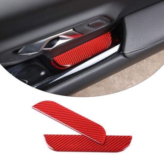 Red Real Carbon Fiber Window Lift Groove Mat Trim For Toyota Supra A90 19-24