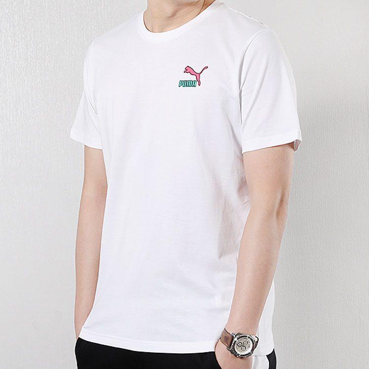 Puma T Shirts Men's White Crew Neck Moderate Straight Fit 579124-02
