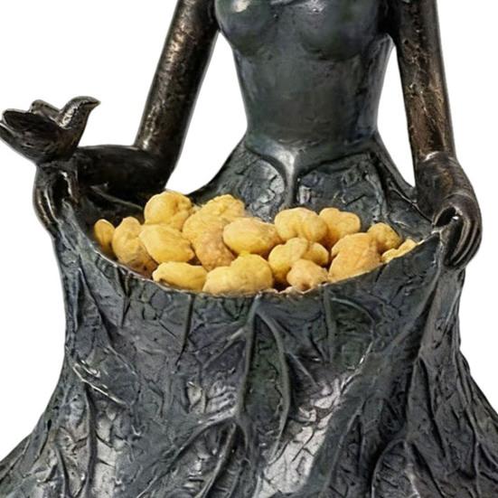 Leaf Fairy Bird Feeder Resin Goddess Figurine Birdseed Holder Outdoor Bird Feeder for Garden Backyard Balcony Porch Decoration