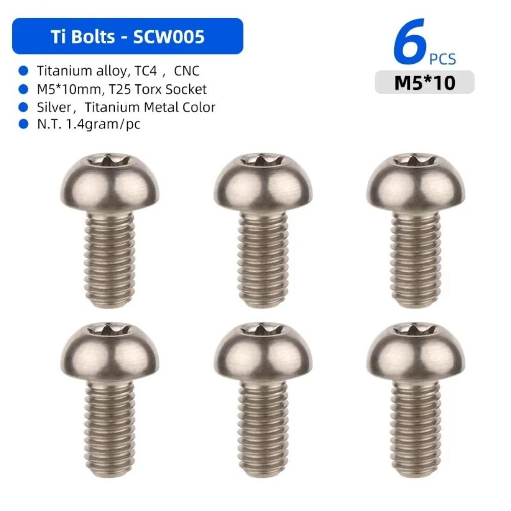 M5x10 Titanium Bolt T25 Torx Ultralight Weight Bicycle Braking Disc Screws TC4 Titanium High Tensile Fastener