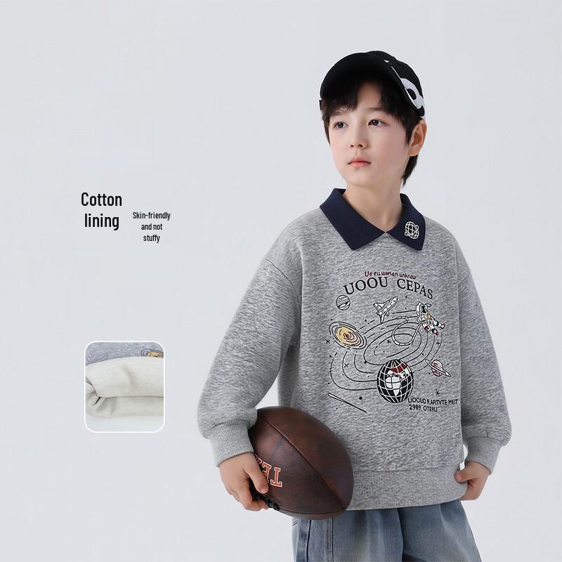 Boy's Cotton Blend Polo Collar Sweatshirt