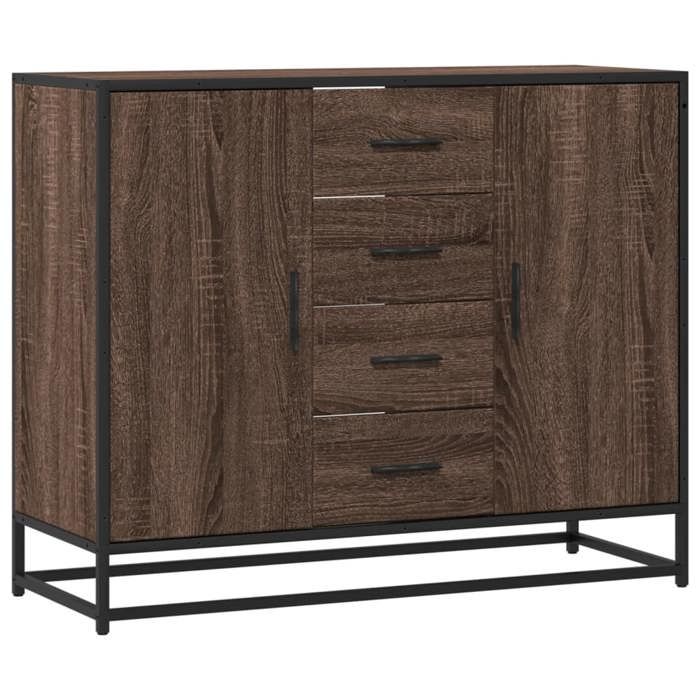 VidaXL Buffet chêne marron 92x35x76 cm Bois d'ingénierie, meuble de rangement, meuble de rangement de cuisine, meuble de 3300829