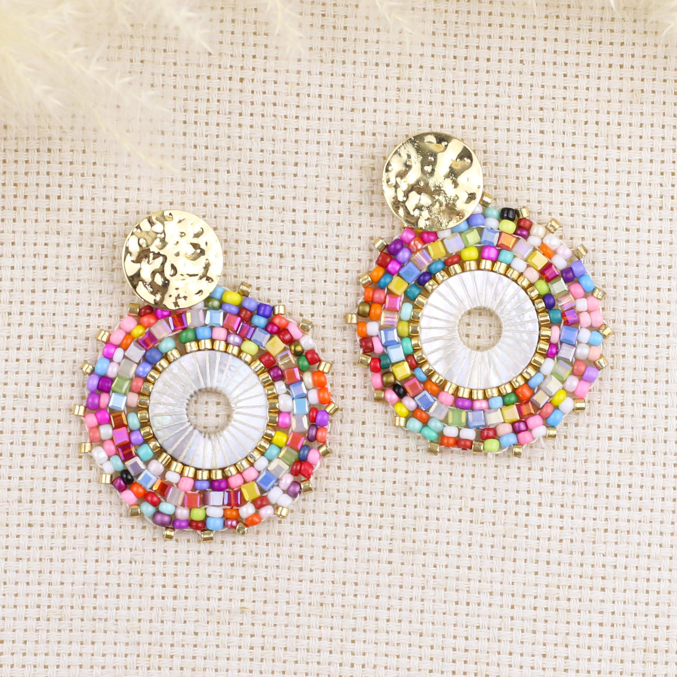 

INKDEW Цветочные круглые серьги-подвески для женщин, большие длинные серьги, серьги с гранеными бусинами ручной работы, ювелирные изделия, модный подарок EA132