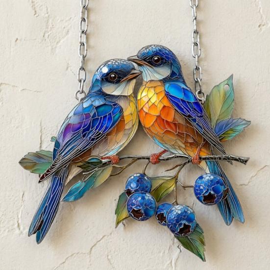 Birds Hanging Ornaments Acrylic Bird Window Decorations Colorful Sun Catchers for Christmas Trees Easter Parties Home Garden Patio Balcony Decor
