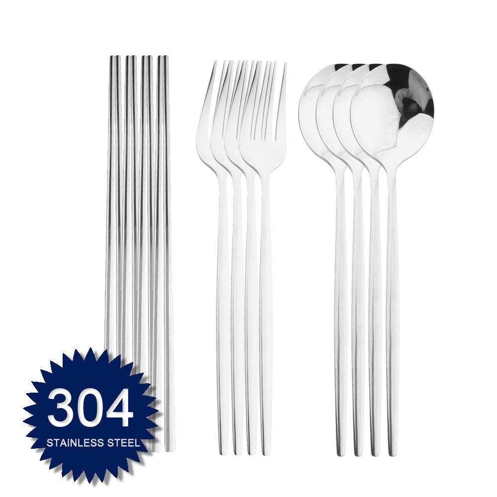 

12 шт., набор столовых приборов из нержавеющей стали 304, столовые приборы, золотые столовые приборы, кухонная вилка, ложка, палочки для еды, базовая посуда для еды, кухонная посуда серебряный