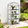 4 Tier Mini Portable Greenhouse Compact Plant Grow Shed Metal Frame PE Cover with Lockable Rolling Wheels, White