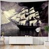 Ozean Ölgemälde Wandteppich Retro Piratenschiff Wandbehang, Hippie Heimdekoration Wandbild, Wohnzimmer und Schlafzimmer Kunstdekoration