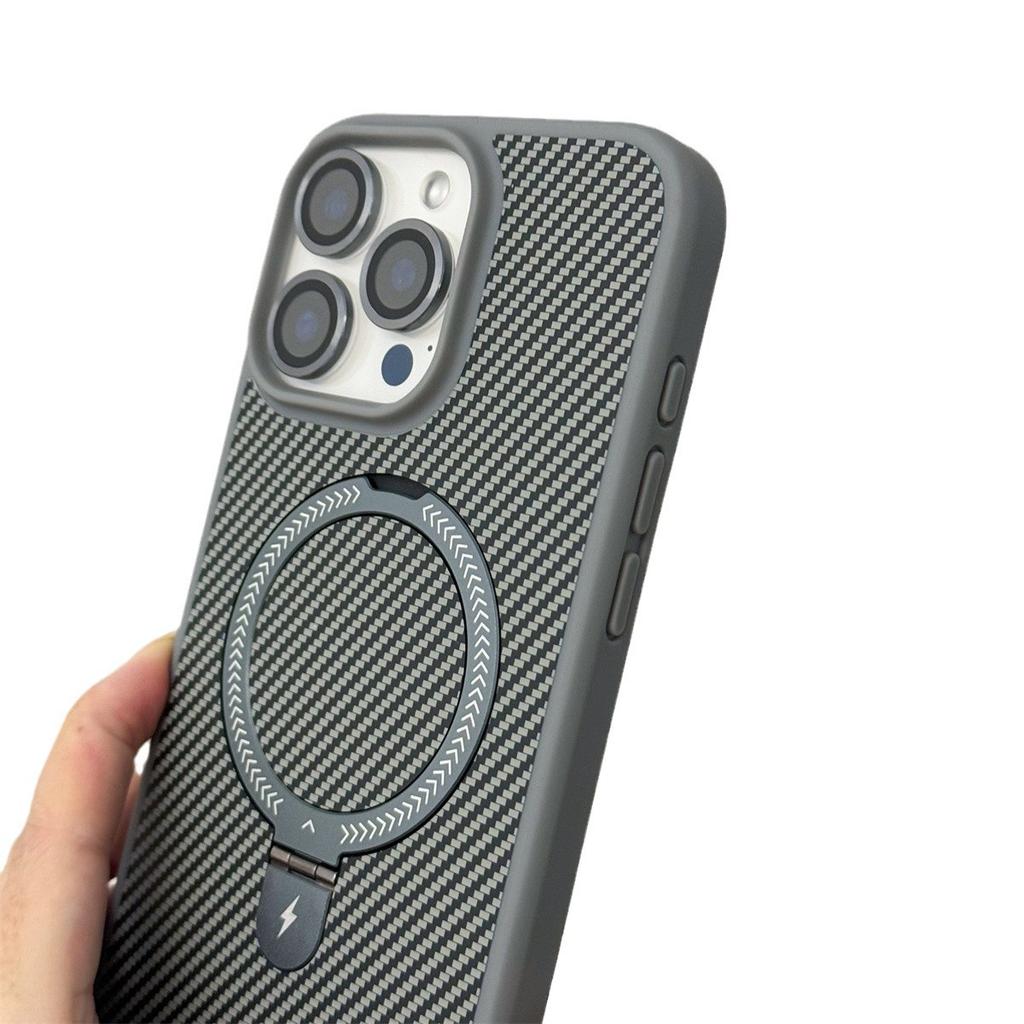 Kevlar Carbon Fiber Pattern Invisible Magnetic Bracket for IPhone 16 Promax Phone Case for Apple 15 Jacket