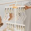Portable Socks Drying Rack Detachable 16 Clips Rotatable Hook Hanger Space-saving Windproof Underwear Drying Clips Travel