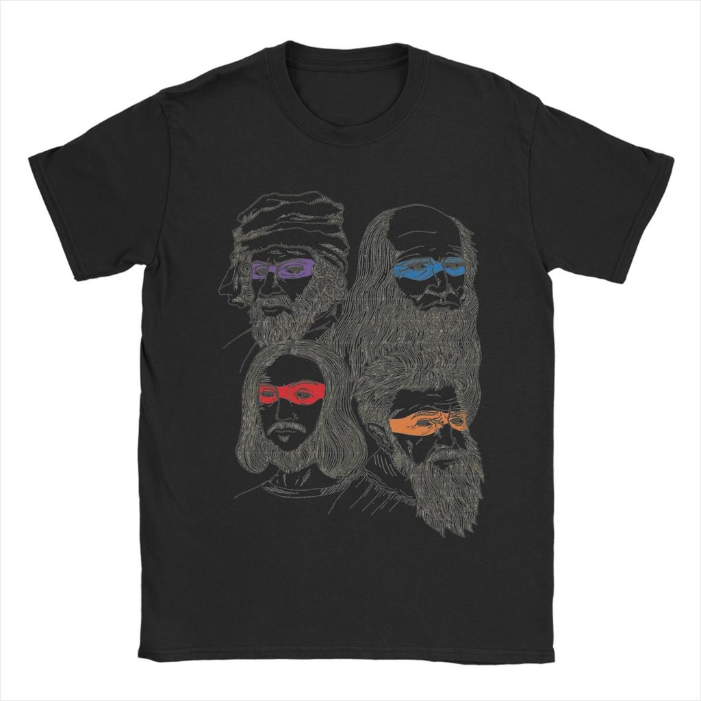 Herren T-Shirt Wissenschaft Schildkröten Lustig 100% Baumwolle T-Shirt Kurzarm Mutant Ninja Renaissance T-Shirts O-Ausschnitt Kleidung Klassisch