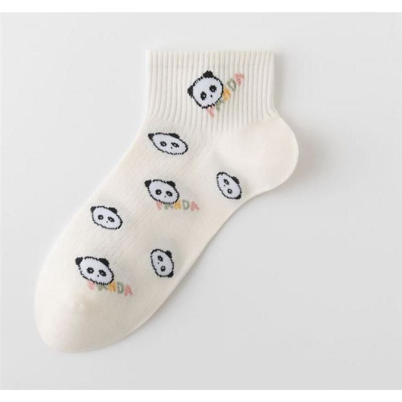 

Женские милые носки с рисунком панды из мультфильма — весенне-летний выпуск, удобные белые короткие носки для студентов Style 5, One Size