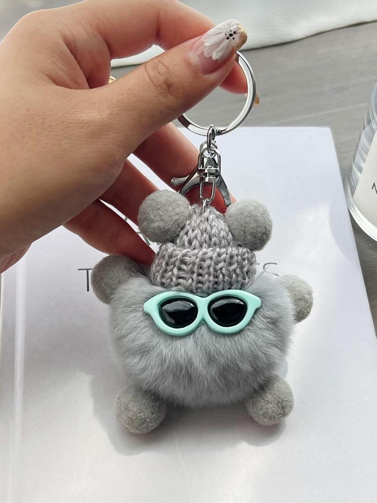 Cute Imitation Rex Rabbit with Long Legs and Small Briquettes Car Keychain Pendant Plush Bag Pendant Gift Doll Doll