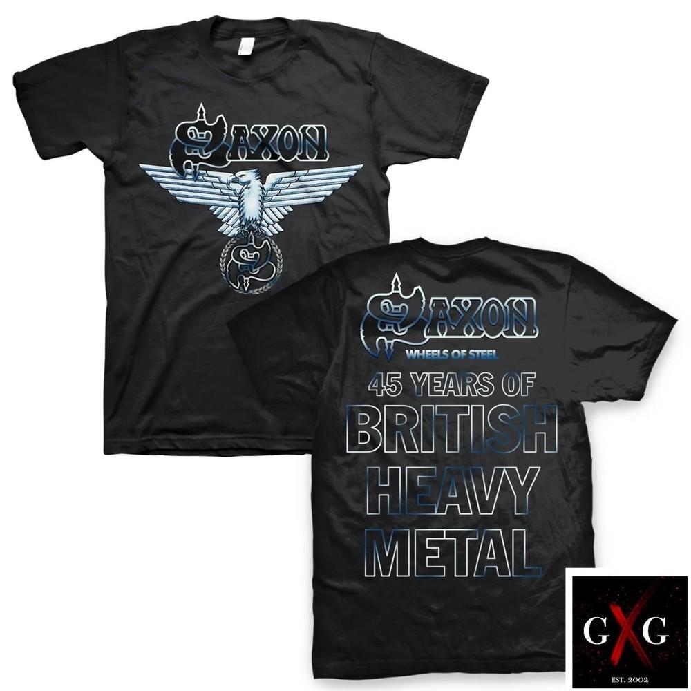 SAXON cd cvr WHEELS OF STEEL - 45 YEARS OF BRITISH METAL Official SHIRT LG New Unisex T-Shirt S