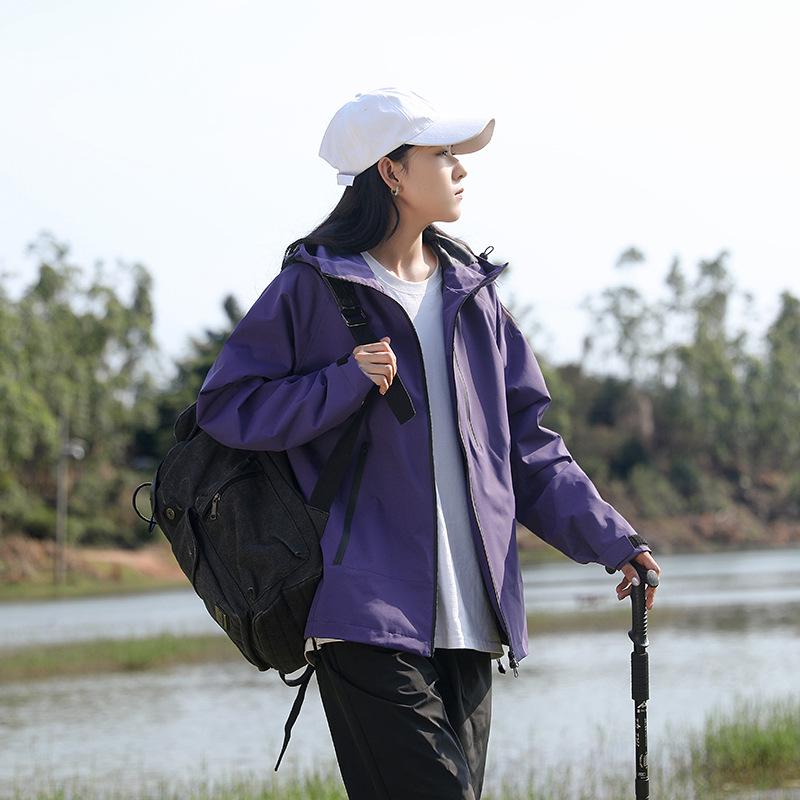 

Ветрозащитная и водонепроницаемая куртка с капюшоном для рыбалки для пар - большие размеры, идеально подходит для весенней и осенней работы на открытом воздухе L фиолетовый