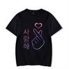 I Love You Saranghae Hand Heart Gesture Korean Pop KPop TShirt Kawaii Shirts for Unisex Women Kawaii Short Sleeved Top Camisetas