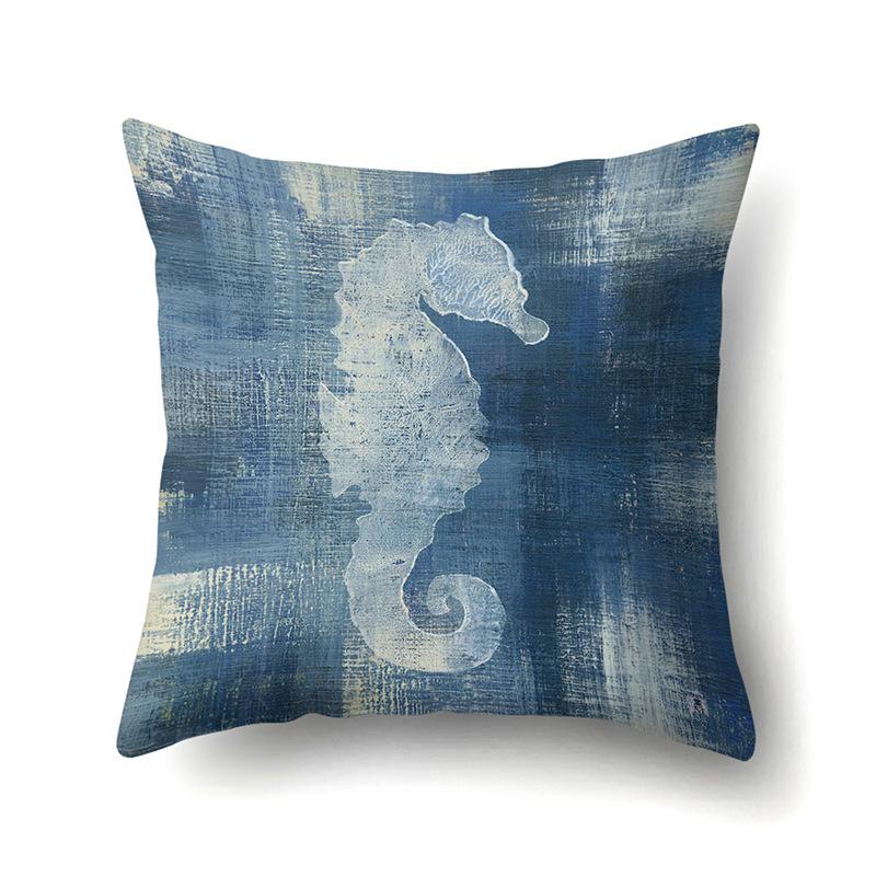 Blue Ocean Seaweed Polyester Pillow Case Car Decoration Home Print Pillow Bedside Sofa Waist Cushion Cover