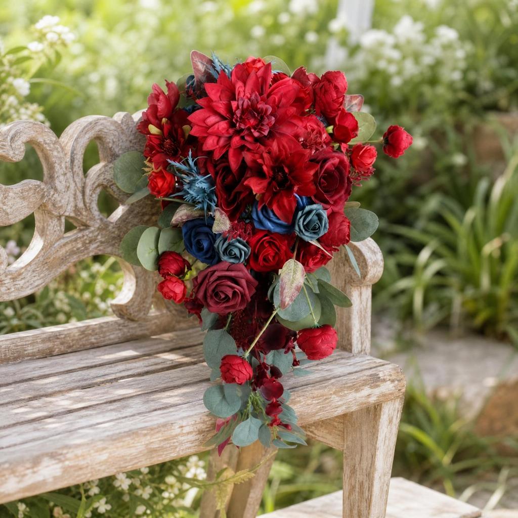 Flower Arrangement Layered Cascading Teardrop Bridal Bouquet Lens-Ready for