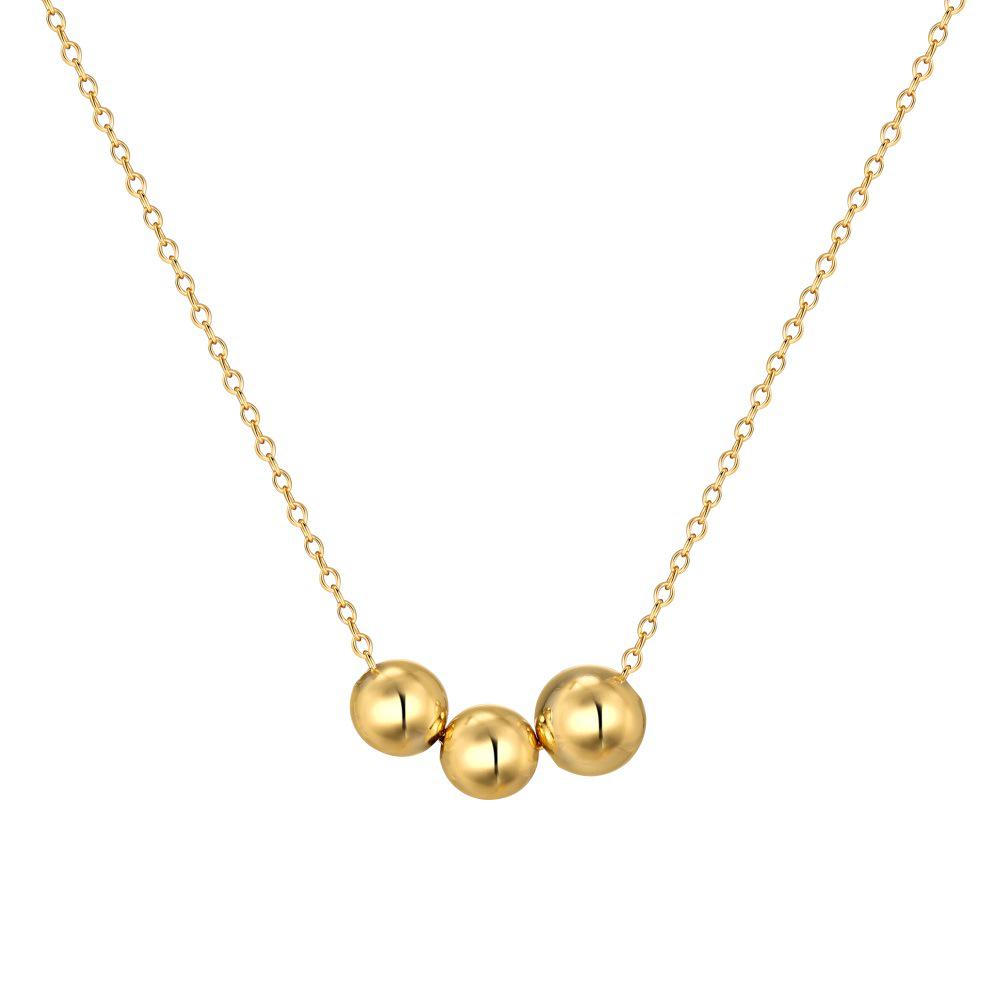 Sterling Silver S925 Women's Necklace with Simple Round Bead Pendant