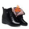Mom Shoes Autumn and Winter Shoes Fleece Short Boots Women's Slope Heel Flat Bottom Martin Boots Soft Leather Cotton Shoes Elderly Women's Shoes