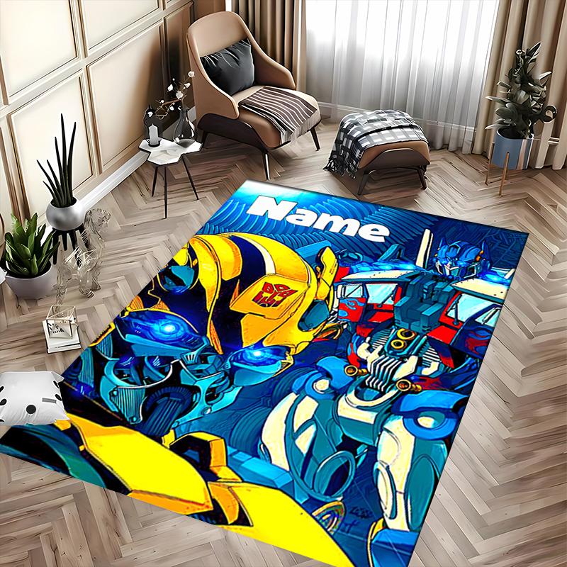 Custom Personalization Optimus Prime & Bumblebee Area Rug - Perfect For Kitchen, Bathroom,Laundry Room Decor Large Size Available,Gift All Seasons