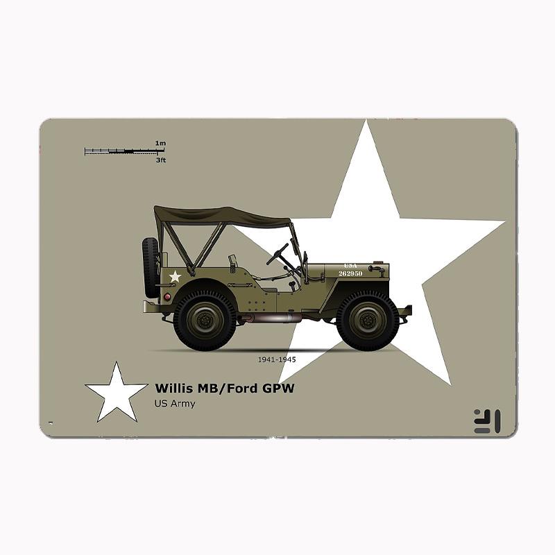 

Willis MB /Ford GPW Metal Sign Poster Garage Room Decor Automobile Club Custom Tin Vintage Home Decor 20x30cm（7.8x11.8inch）