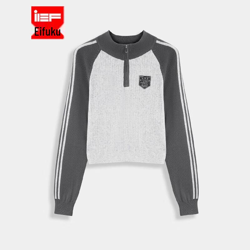 

IEF Preppy Style Color-Block Knitted Sweater One Size