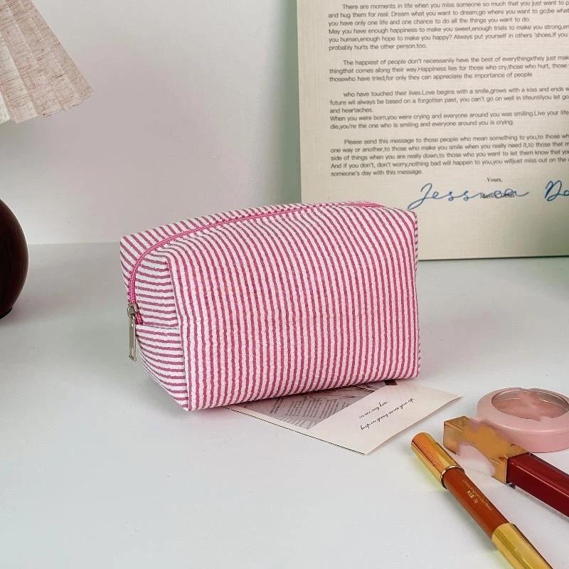 Fashion Women Stripfashion Women Sed Cosmetic Bags Striped Storage Make Up Bags For Women Lady With Zipper Travel Bag Makeup Bag