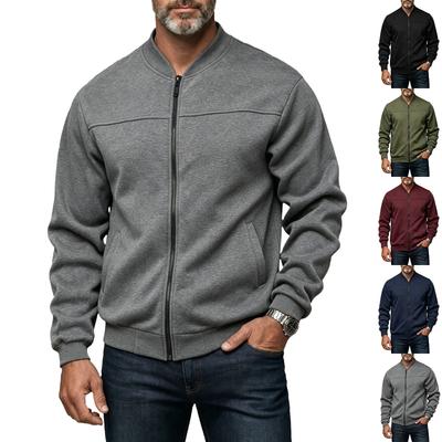 Men's -Lined Zip-Up Jacket Casual Cardigan Color Long Sleeve