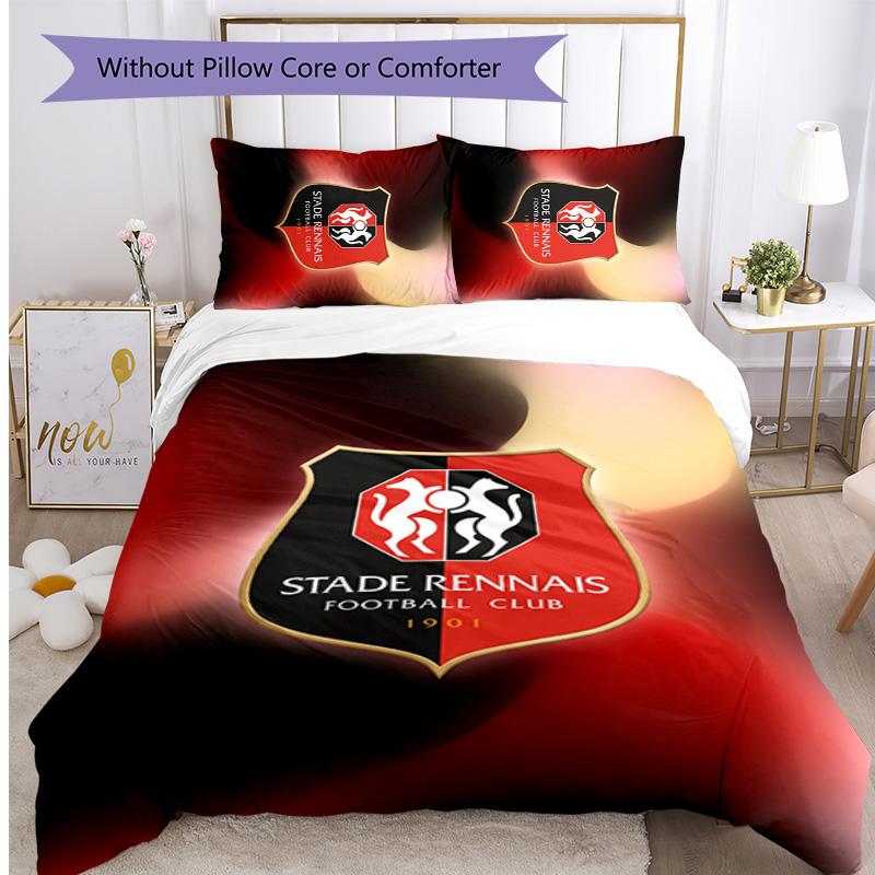 Stade Rennais FC Printed 3PCS Bedding Set Breathable Duvet Cover with Pillowcases Decorative Bed Linen for Bedroom Home