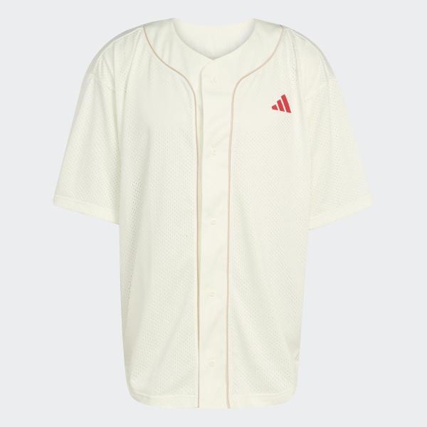Adidas Loose Fit Stadium Mesh Baseball Shirt 5 Button Closure