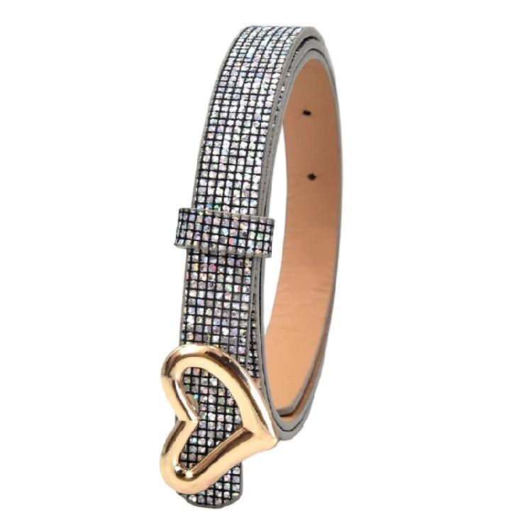 

Fashionable Belt With Sequined Heart Buckles Adjustable Design For Winter Coats And Summer Dresses In Various Styles серебряный
