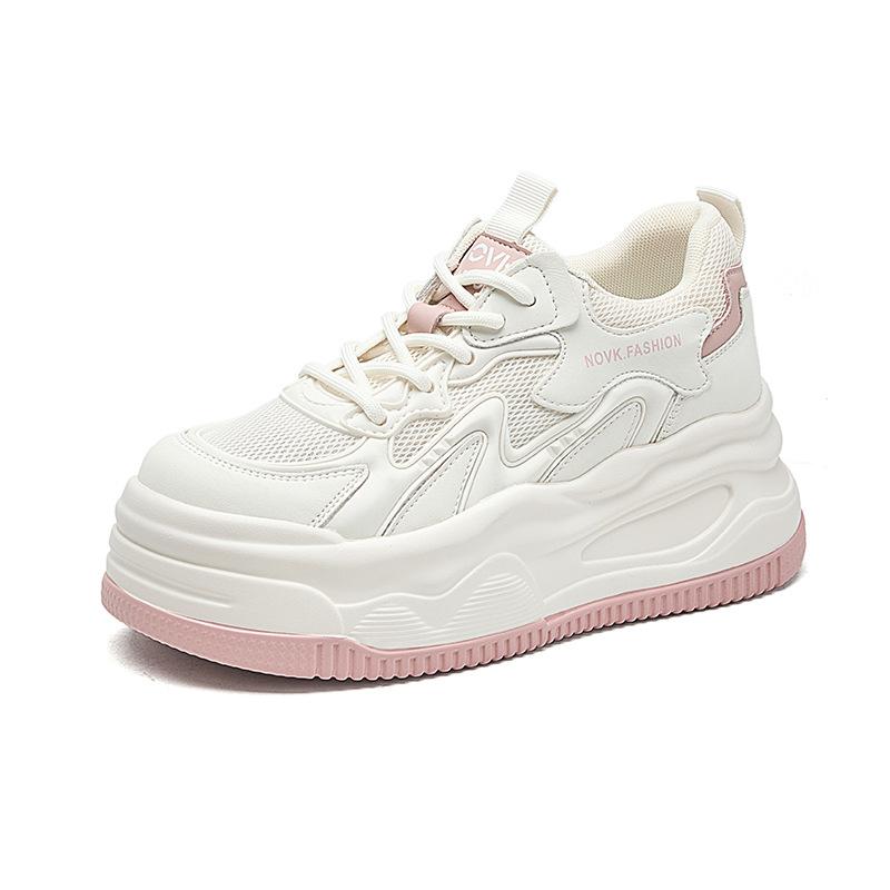 

Fashion 8.5CM Air Mesh Genuine Leather Platform Wedge High Brand Summer Women Sandals Flats Chunky Sneakers Vulcanize Hollow Shoes 33