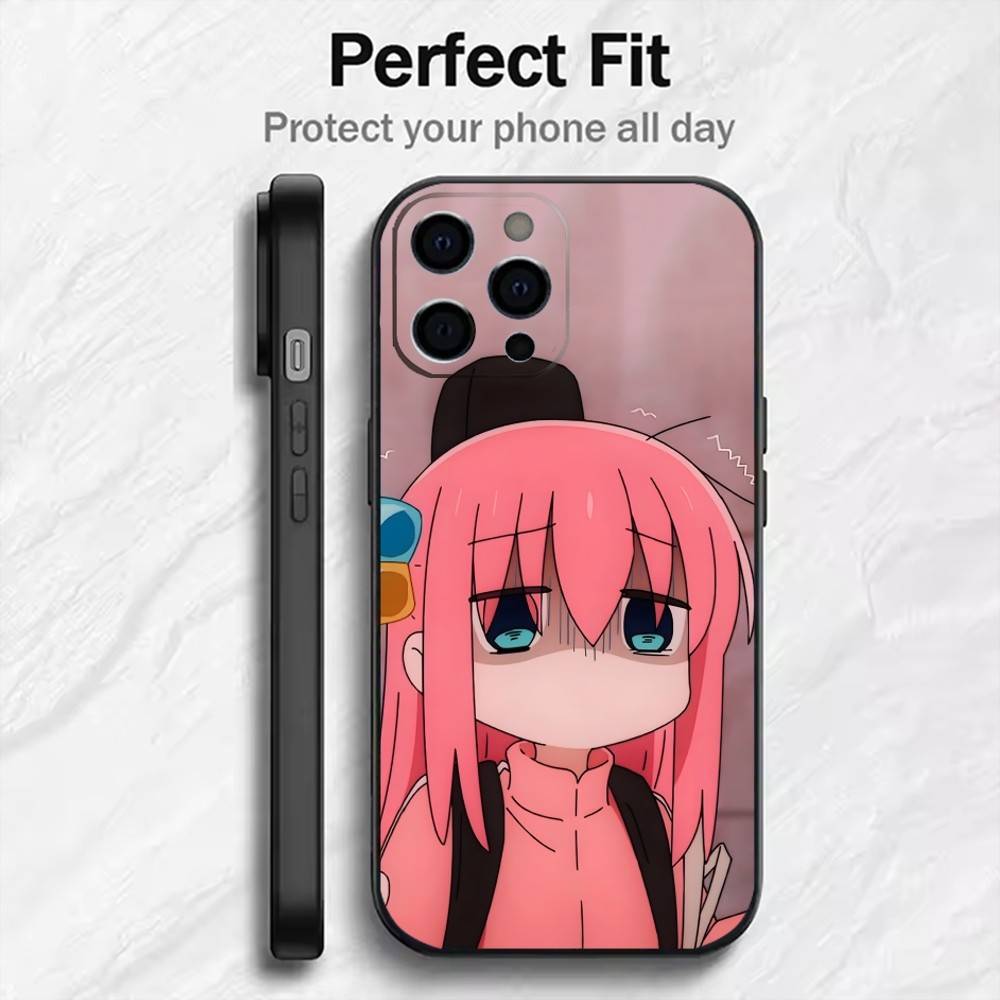 B-t-R Anime Bocchi H-Hitori Gotou Handyhülle Für iPhone17,16,15,14,13,12 Plus,Max Weiche Silikon Schwarze Hülle