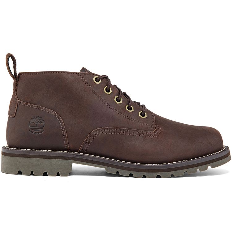 Timberland Botas casuales impermeables para exteriores Larchmont hasta el tobillo con absorción de impactos, duraderas y que aumentan la altura para hombre, color marrón oscuro A44MGW