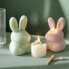 3D Cute Rabbit Candle Silicone Mold Vertical Ears Flower Rabbits Resin Mould Striped Easter Bunny Concrete Gypsum Molds