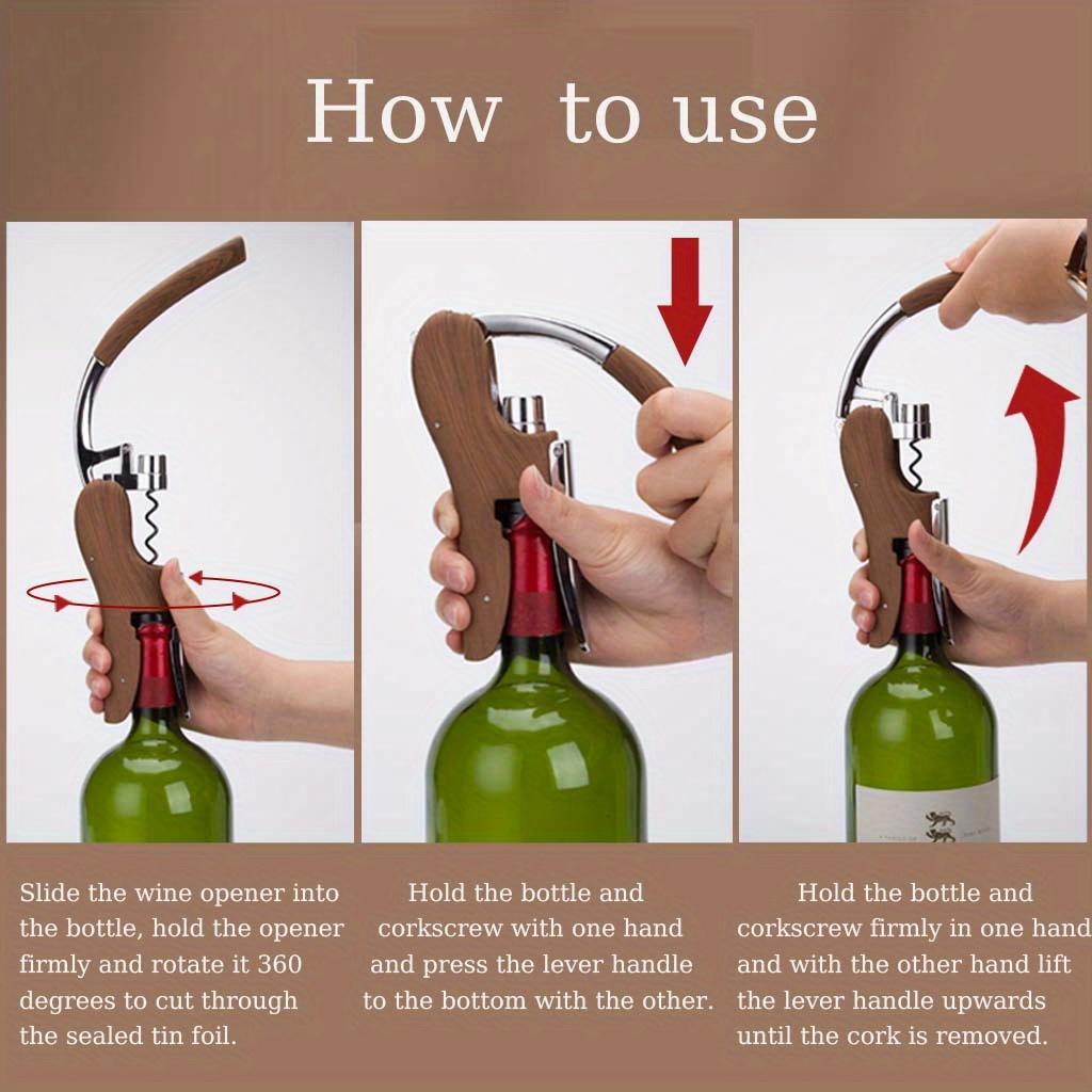 Ergonomic Zinc Wine Bottle Opener with Wooden Handle - Effortless Smooth Opening for Women, Small Hands, Manual Non Electric Corkscrew